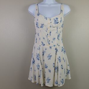 Reformation Blue Cream Delicacy Floral Valencio Dress Size 0